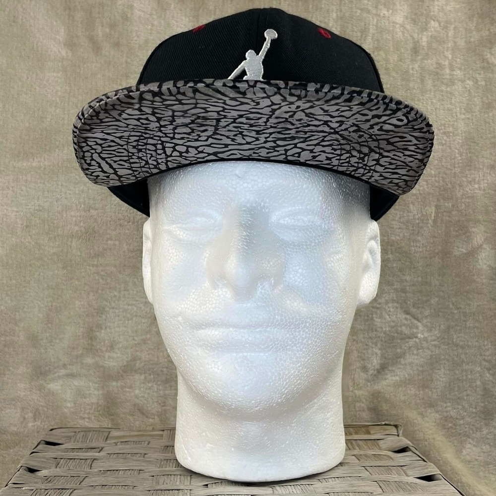 Jordan Jumpman Air Snapback Hat Black Elephant Print Flat Brim Mens Cap